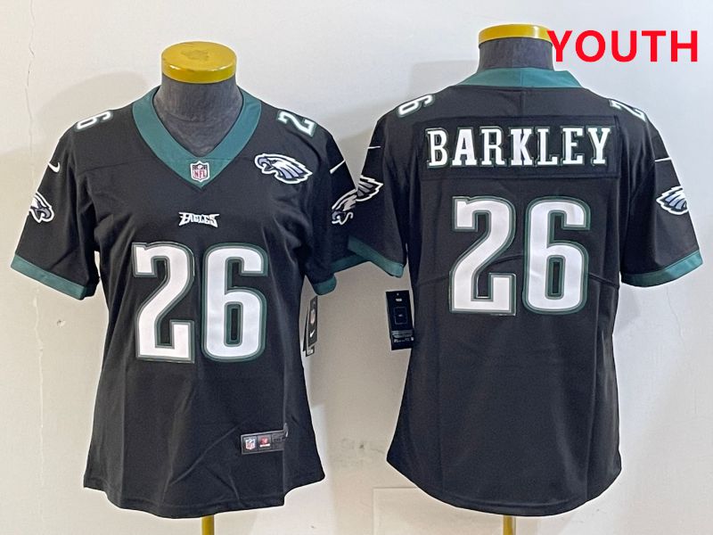 Youth Philadelphia Eagles #26 Barkley Black Second generations 2025 Nike Vapor Limited NFL Jersey style 2